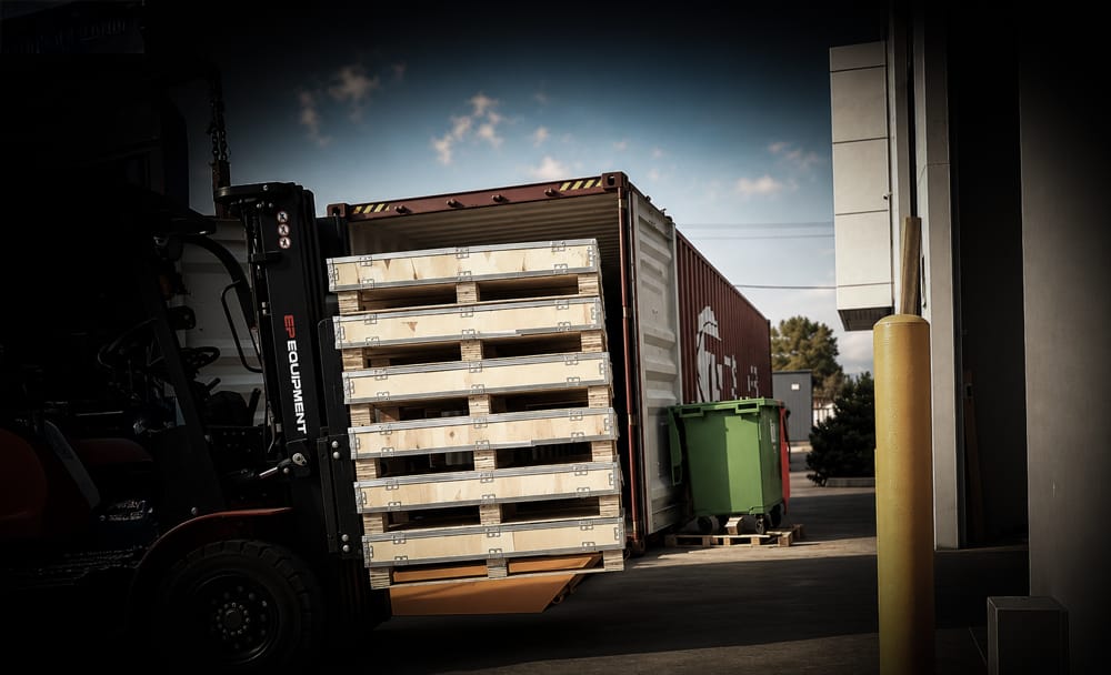Container unload at KO Welding warehouse